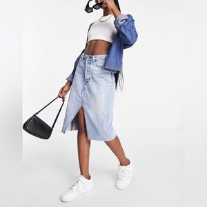 Levi’s raw hem long denim skirt